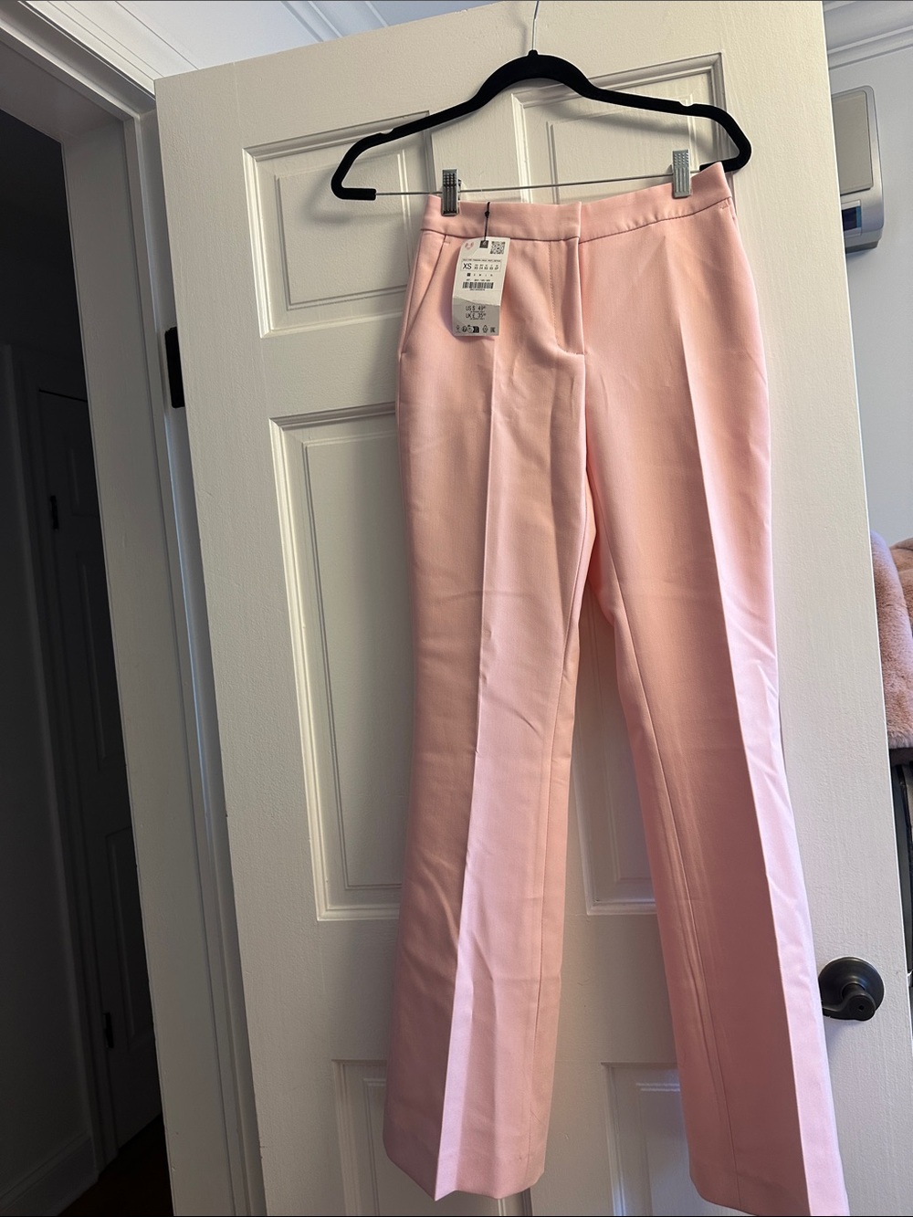 Zara Light Pink Tailored Straight-Leg Pants
